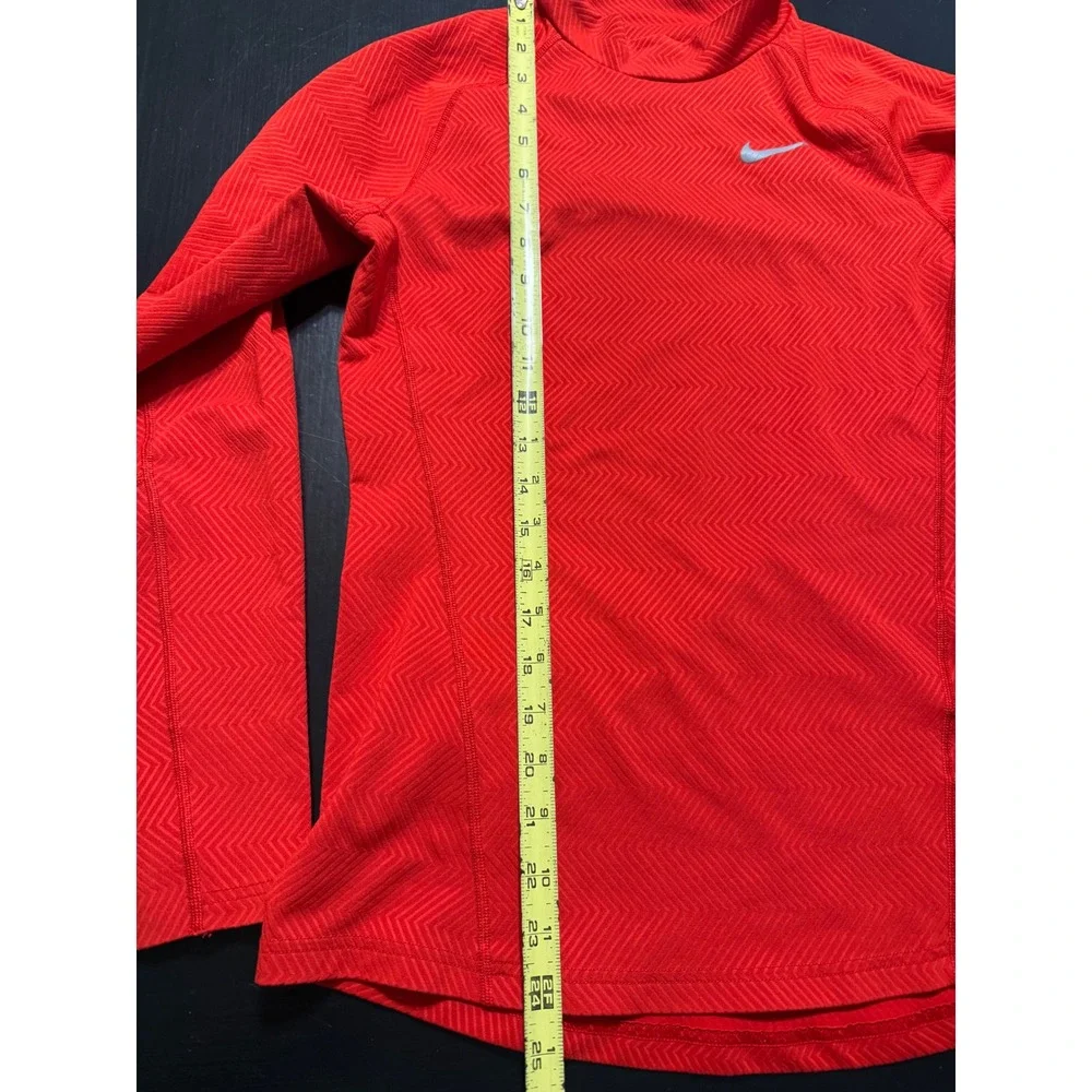 Nike Dri-FIT Mens Small Red Mock Neck Long Sleeve Chevron Training Shirt S